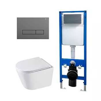 Сет: Инсталляция Point Элемент PN45124 + Клавиша Меркурий сер мат PN44831GM + Унитаз Венера PN41071