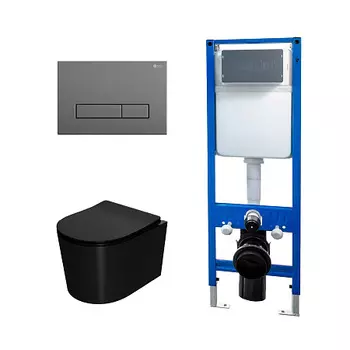 Сет: Инсталляция Point Элемент PN45124 + Клавиша Меркурий сер мат PN44831GM + Унитаз Веста PN41701BM