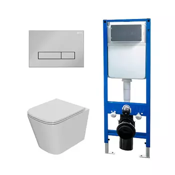 Сет: Инсталляция Point Элемент PN45124 + Клавиша Меркурий, хром, PN44831C + Унитаз Ника PN41081