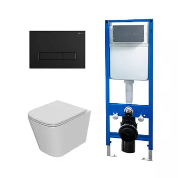 Сет: Инсталляция Point Элемент PN45124 + Клавиша Меркурий черн мат PN44831BM + Унитаз Ника PN41081