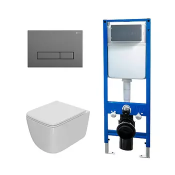 Сет: Инсталляция Point Элемент PN45124+Клавиша Меркурий сер мат PN44831GM+Унитаз Меркурий PN41831