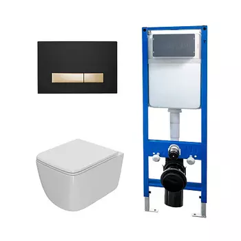 Сет: Инсталляция Point Элемент PN45124 + Клавиша Меркурий PN44831BG чер/зол +Унитаз Меркурий PN41831