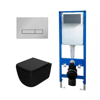 Сет: Инсталляция Point Элемент PN45124 + Клавиша Меркурий хром PN44831C + Унитаз Меркурий PN41831BM