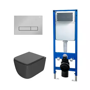 Сет: Инсталляция Point Элемент PN45124 + Клавиша Меркурий хром PN44831C + Унитаз Меркурий PN41831GM