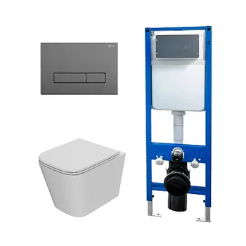 Сет: Инсталляция Point Элемент PN45124 + Клавиша Меркурий сер мат PN44831GM + Унитаз Ника PN41081