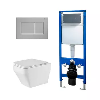 Сет: Инсталляция Point Элемент PN45124 + Клавиша Ника, нерж сталь PN44081SB + Унитаз Аврора PN41101