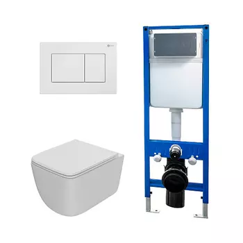 Сет: Инсталляция Point Элемент PN45124 + Клавиша Ника, белый, PN44081W + Унитаз Меркурий PN41831WM