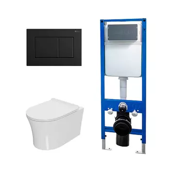 Сет: Инсталляция Point Элемент PN45124 + Клавиша Ника черный матовый PN44081BM + Унитаз Вега PN41711