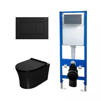 Сет: Инсталляция Point Элемент PN45124 + Клавиша Ника черн мат PN44081BM + Унитаз Вега PN41711BM