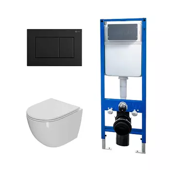 Сет: Инсталляция Point Элемент PN45124 + Клавиша Ника черный матовый PN44081BM +Унитаз Афина PN41041