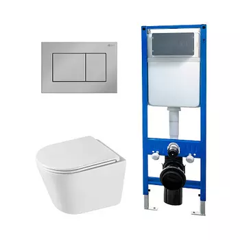 Сет: Инсталляция Point Элемент PN45124 + Клавиша Ника, хром, PN44081C + Унитаз Венера PN41071