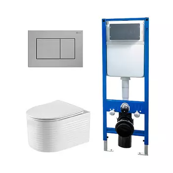 Сет: Инсталляция Point Элемент PN45124 + Клавиша Ника, нерж сталь PN44081SB + Унитаз Омега PN41902