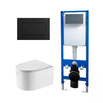 Сет: Инсталляция Point Элемент PN45124 + Клавиша Ника черный матовый PN44081BM +Унитаз Омега PN41902