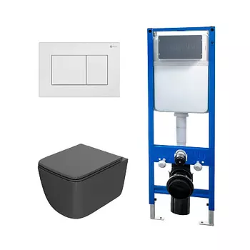Сет: Инсталляция Point Элемент PN45124 + Клавиша Ника, белый, PN44081W + Унитаз Меркурий PN41831GM