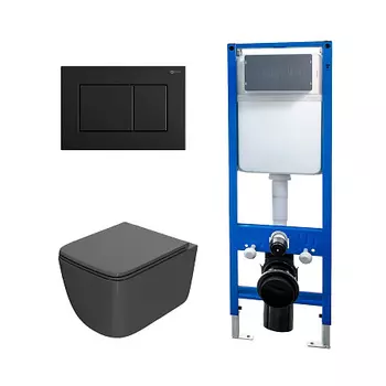 Сет: Инсталляция Point Элемент PN45124 + Клавиша Ника черн мат PN44081BM + Унитаз Меркурий PN41831GM