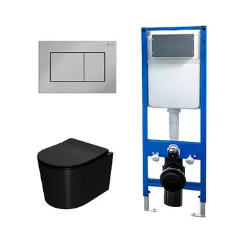 Сет: Инсталляция Point Элемент PN45124 + Клавиша Ника, хром, PN44081C + Унитаз Веста PN41701BM