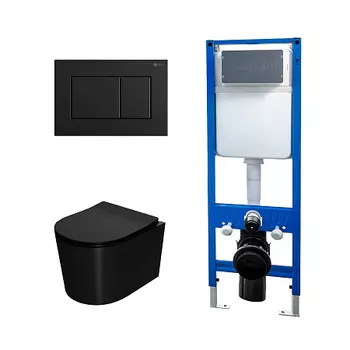 Сет: Инсталляция Point Элемент PN45124 + Клавиша Ника черн мат PN44081BM + Унитаз Веста PN41701BM