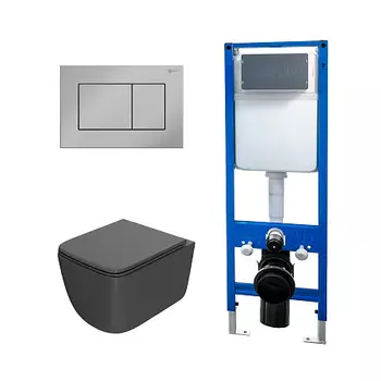 Сет: Инсталляция Point Элемент PN45124 + Клавиша Ника, хром, PN44081C + Унитаз Меркурий PN41831GM