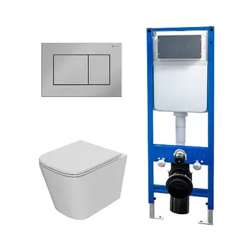 Сет: Инсталляция Point Элемент PN45124 + Клавиша Ника, хром, PN44081C + Унитаз Ника PN41081