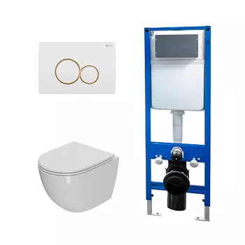 Сет: Инсталляция Point Элемент PN45124 + Клавиша Виктория бел/зол PN44061WG + Унитаз Афина PN41041