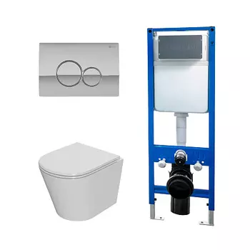 Сет: Инсталляция Point Элемент PN45124 + Клавиша Виктория, хром, PN44061C + Унитаз Виктория PN41061