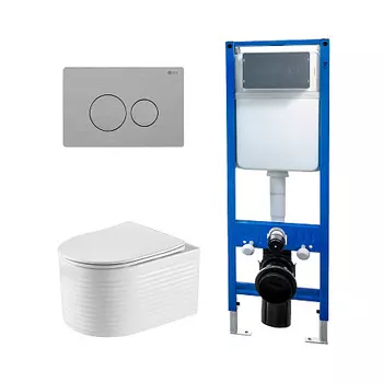 Сет: Инсталляция Point Элемент PN45124 + Клавиша Виктория нерж сталь PN44061SB +Унитаз Омега PN41902