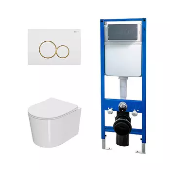 Сет: Инсталляция Point Элемент PN45124 + Клавиша Виктория бел/зол PN44061WG + Унитаз Веста PN41701