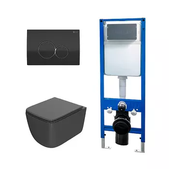 Сет: Инсталляция Point Элемент PN45124 +Клавиша Виктория черн/хрPN44061BC +Унитаз Меркурий PN41831GM