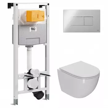 Сет: OLI 120 ECO Sanitarblock pneumatic+Панель KARISMA, хр. гл. + Унитаз Point Афина PN41041