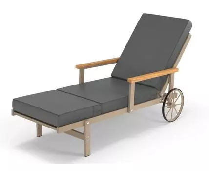 Шезлонг алюминиевый с деревянными подлокотниками Scandi