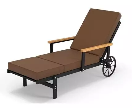 Шезлонг алюминиевый с деревянными подлокотниками Scandi