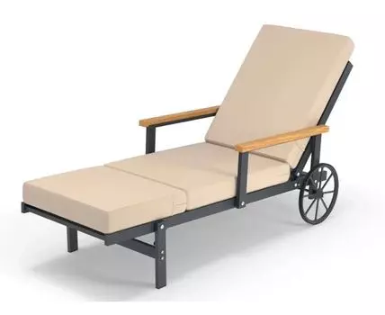 Шезлонг алюминиевый с деревянными подлокотниками Scandi