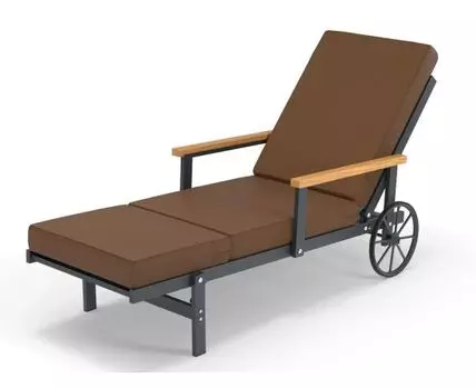 Шезлонг алюминиевый с деревянными подлокотниками Scandi