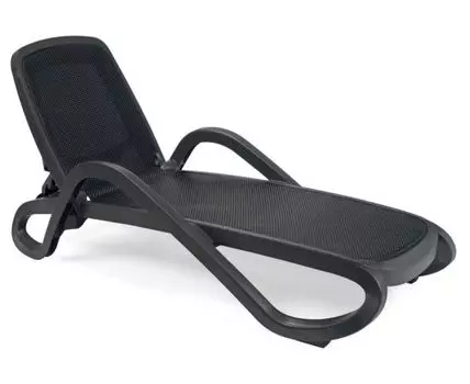 Шезлонг-лежак пластиковый Alfa (темно-серый, 71)