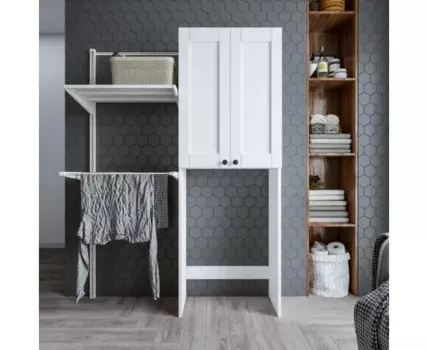 Шкаф Хелена над стиральной машинкой Рамочный белый