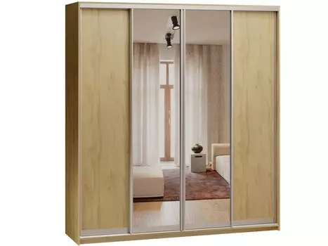 Шкаф-купе Байкал-4-220-240 Дуб Золотистый 2 зеркала