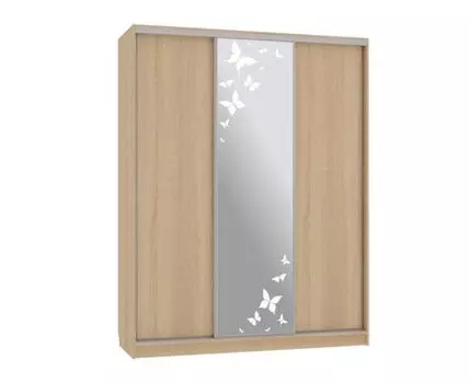 Шкаф-купе Бассо 1 Бабочки (230.5, 60 см, Прямые, Светлое дерево, 180 см)