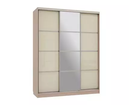 Шкаф-купе Бассо 2 с зеркалом (230.5, 60 см, Прямые, Бежевый, 180 см)