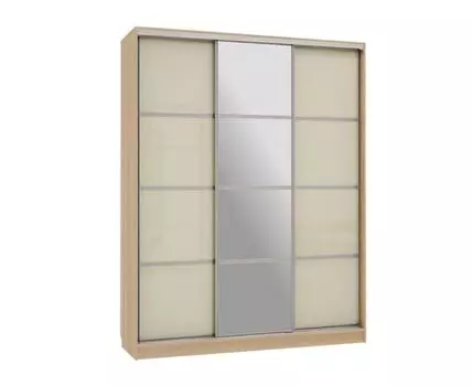 Шкаф-купе Бассо 2 с зеркалом (230.5, 60 см, Прямые, Бежевый, 180 см)