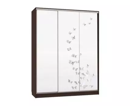 Шкаф-купе Бассо 7 Бабочки (230.5, 60 см, Прямые, венге, 180 см)