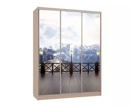 Шкаф-купе Бассо 7 Горы (230.5, 60 см, Прямые, Светлое дерево, 180 см)