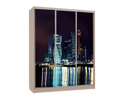 Шкаф-купе Бассо 7 Москва-Сити (230.5, 60 см, Прямые, Светлое дерево, 180 см)