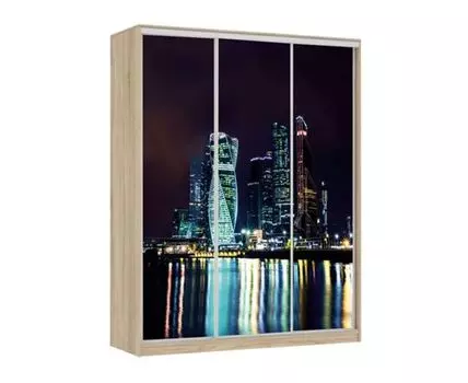 Шкаф-купе Бассо 7 Москва-Сити (230.5, 60 см, Прямые, Светлое дерево, 180 см)