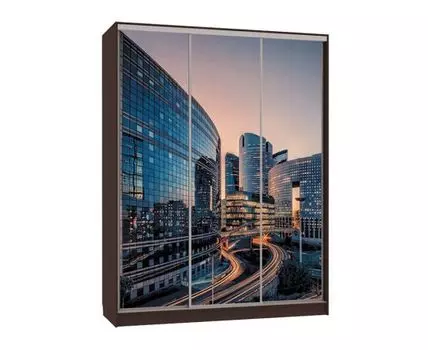 Шкаф-купе Бассо 7 Вечерний город (230.5, 60 см, Прямые, венге, 180 см)