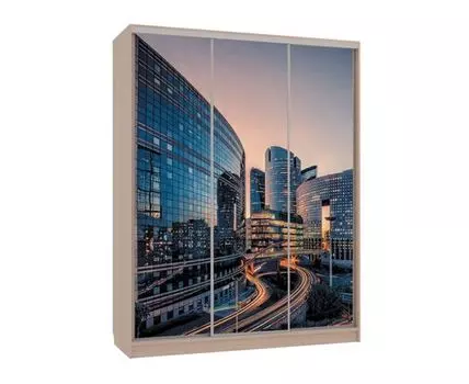 Шкаф-купе Бассо 7 Вечерний город (230.5, 60 см, Прямые, Светлое дерево, 180 см)