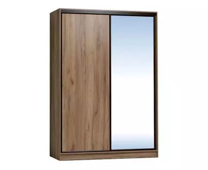 Шкаф-купе Домашний 202 с зеркалом (229.5, 60 см, Без карниза, Прямые, Коричневое дерево, 160 см)