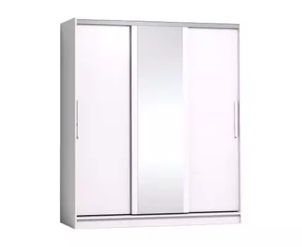 Шкаф-купе Страйк (211, 60 см, С зеркальными фасадами, Прямые, Белый, 180 см)