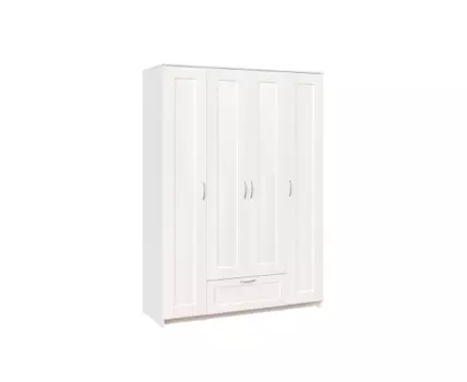 Шкаф СИРИУС четырехдверный с одним выдвижным ящиком и зеркалом, цвет Белый