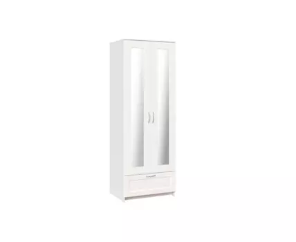 Шкаф СИРИУС двухдверный белый с одним выдвижным ящикам и двумя зеркалами