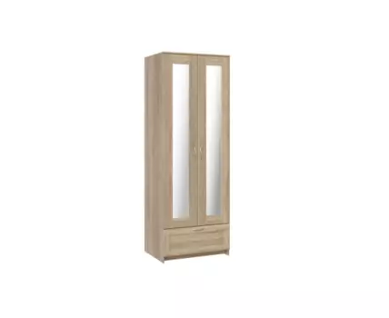 Шкаф СИРИУС двухдверный с одним выдвижным ящикам и двумя зеркалами, цвет Дуб Сонома